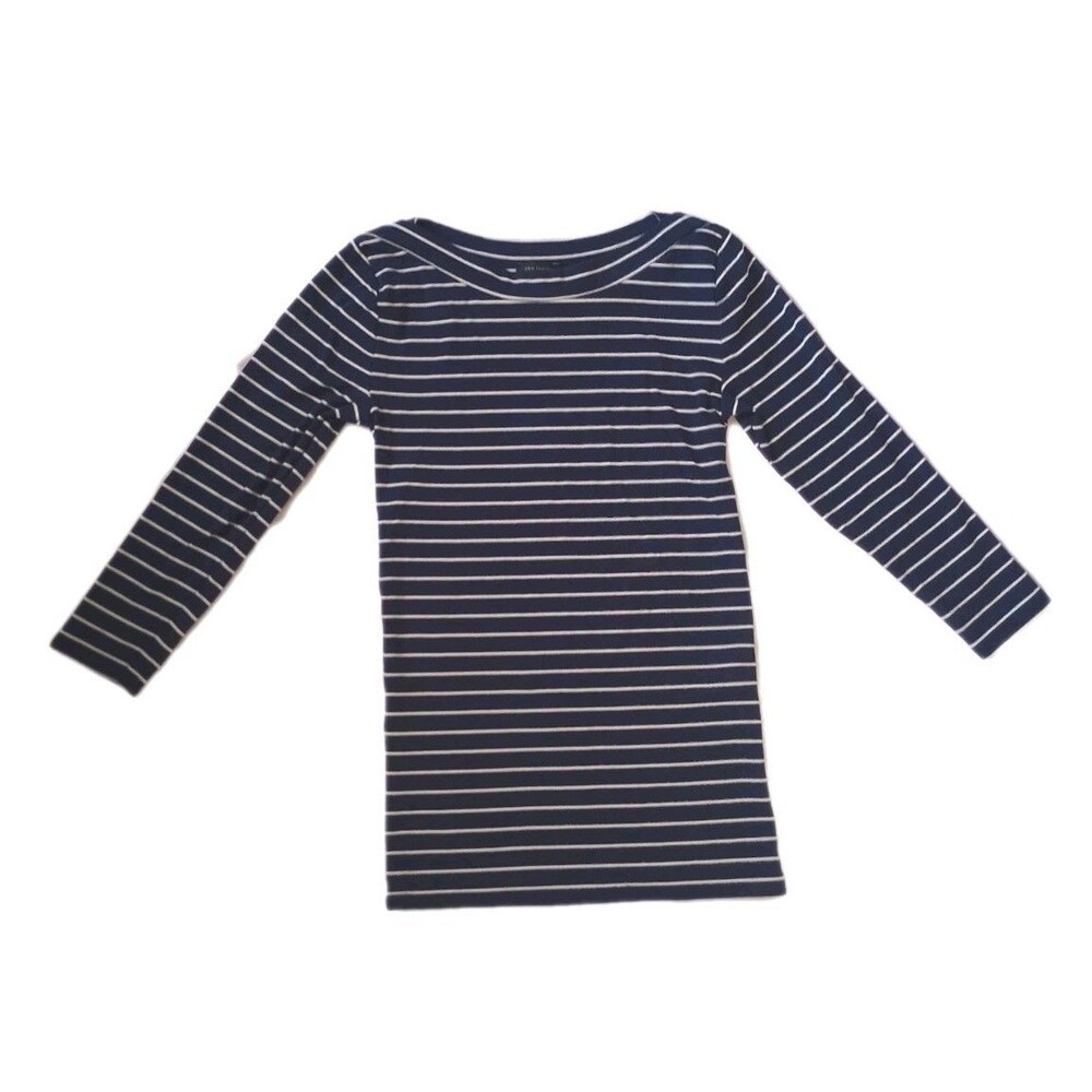 Ann Taylor Navy Blue/White Striped 3/4 Sleeve Top sz XXS Womens
